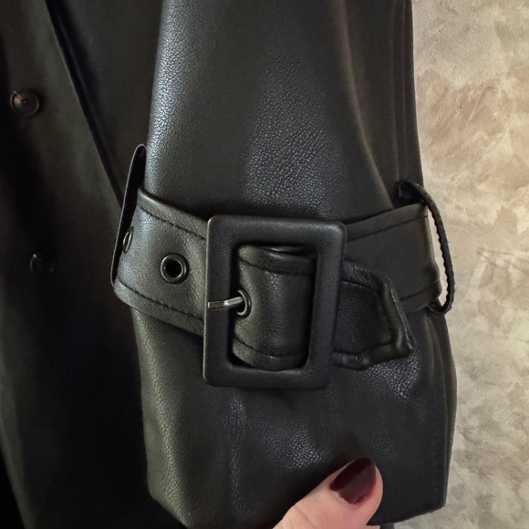 Dynamite Sleek Black Trench Coat - Picture 4 of 5